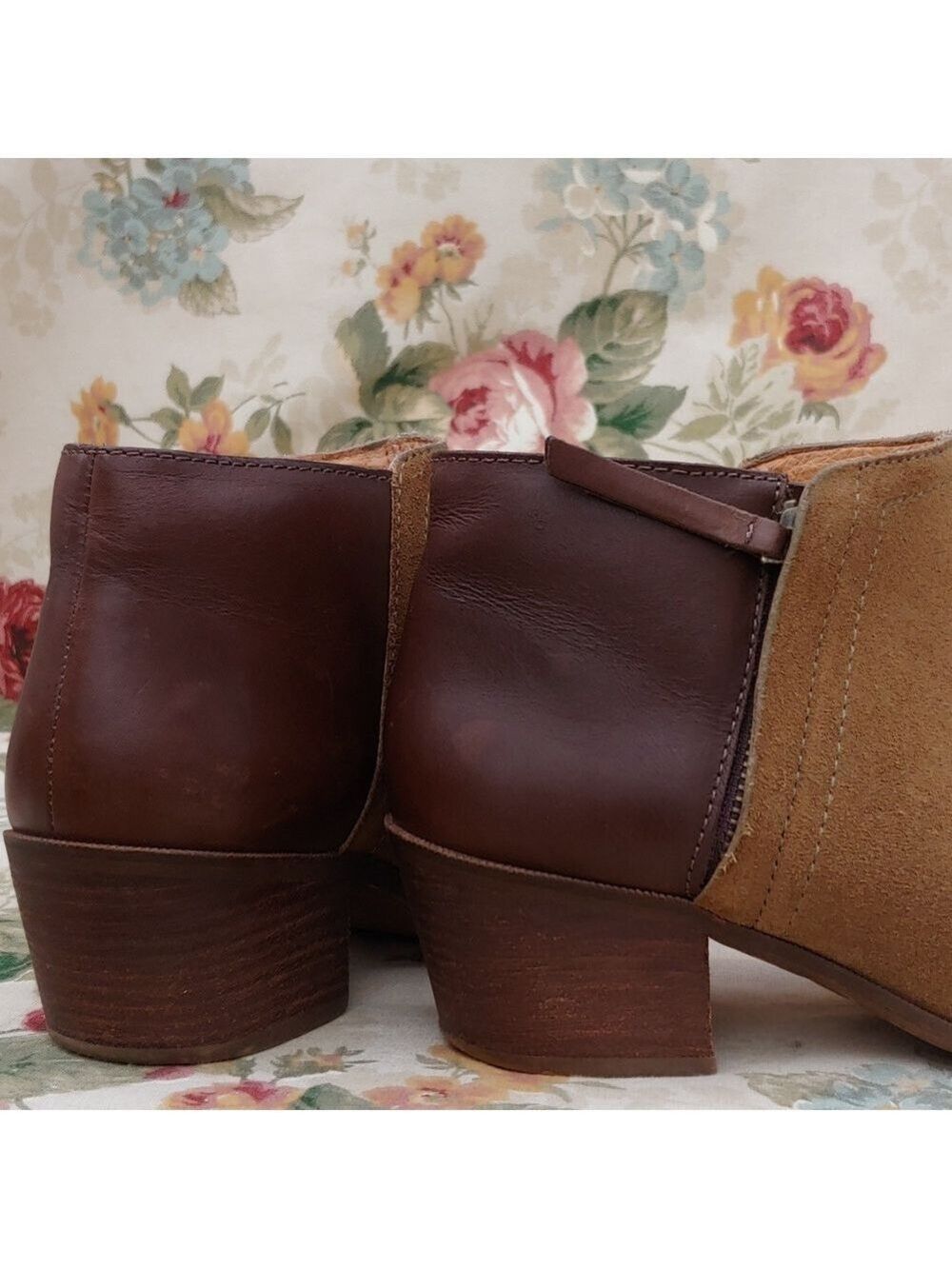 Madewell Low Chelsea Brown Leather and Tan Suede Ankle Boots Women's size 8.5 - Picture 9 of 17